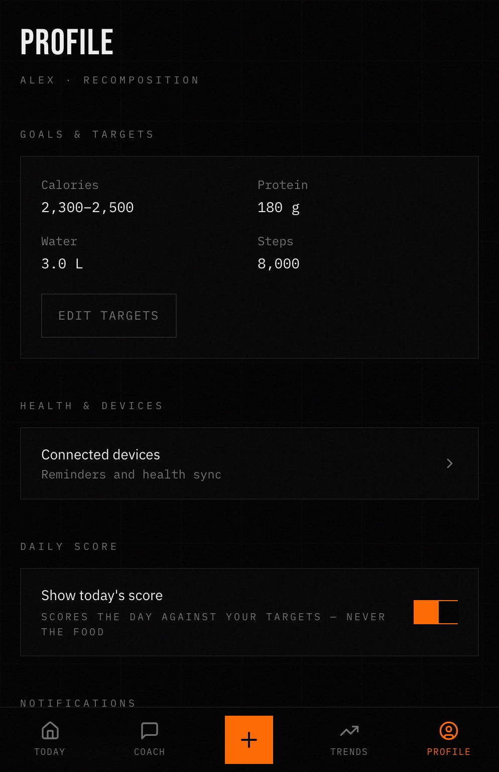 Baseline Health Sync screen